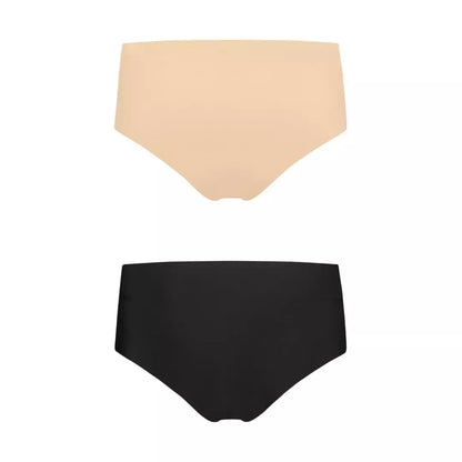 Bye Bra Invisible High Brief XL dviguba pakuotė kūno ir juodos spalvos, patogus prigludimas