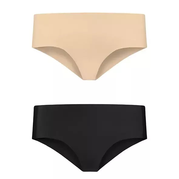 Bye Bra Invisible Hipster L 2-Pack Nude & Black besiūlės patogios kelnaitės