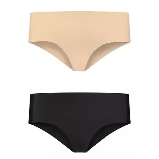 Bye Bra Invisible Hipster rinkinys Nude & Black S – 2 besiūlių kelnaičių komplektas