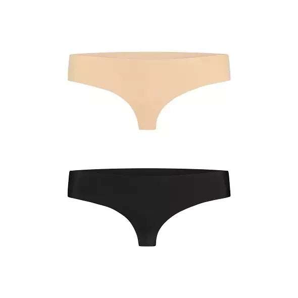 Bye Bra Invisible Thong Set Nude & Black M – besiūlių kelnaičių-stringų rinkinys