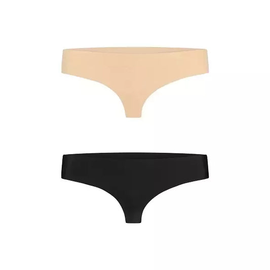 Bye Bra Invisible Thong Set Nude & Black M – besiūlių kelnaičių-stringų rinkinys