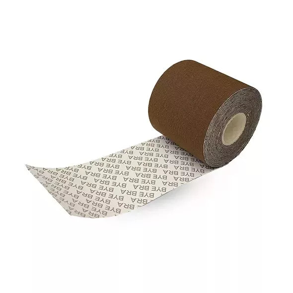 Bye Bra kūno juosta 6,5 cm x 5 m ir rudi atlasiniai dangteliai – plati, atspari vandeniui, vieno dydžio