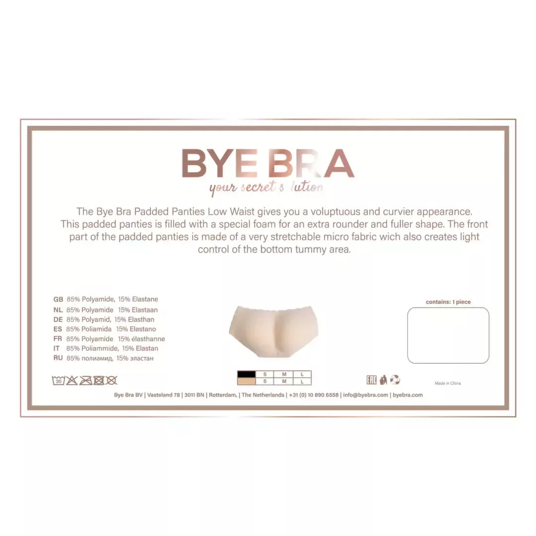 Bye Bra Low Waist Padded Panties S Nude – formuojantys apatinukai