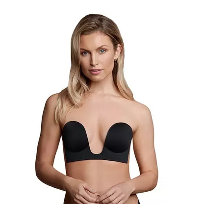 Bye Bra Seamless U-Style B kaušelio juoda liemenėlė - be petnešėlių, nematomu dizainu