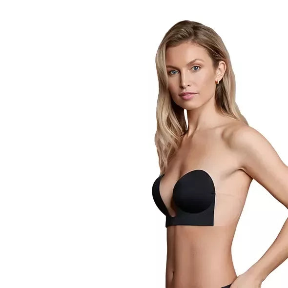 Bye Bra Seamless U-Style bepetnešė liemenėlė E dydžio kaušeliu, juoda – nematoma apdaila