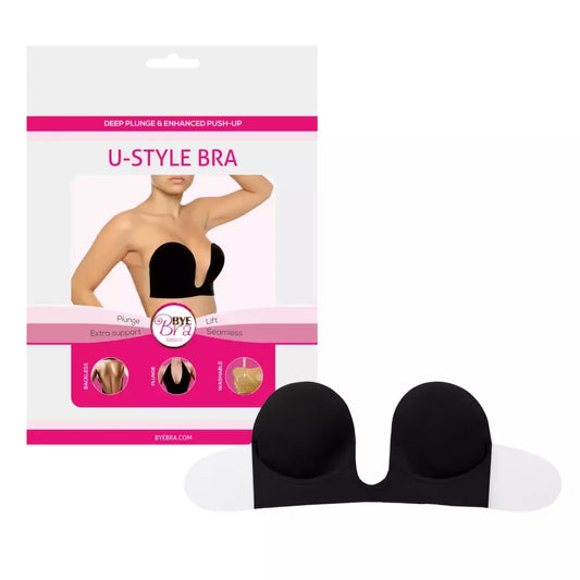 Bye Bra U-Style atraminė liemenėlė B kaušelis, juoda – lipnus sprendimas gilioms iškirptėms