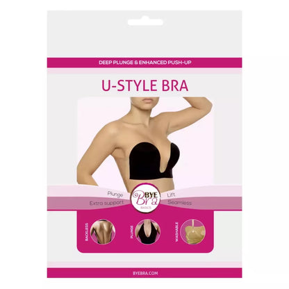 Bye Bra U-Style atraminė liemenėlė B kaušelis, juoda – lipnus sprendimas gilioms iškirptėms