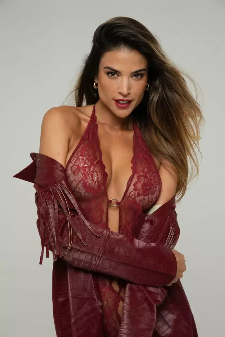 Christine Body Basic Instinct nėriniuotas bodis su auksinėmis detalėmis S/M