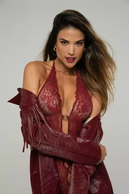 Christine Body Basic Instinct nėriniuotas bodis su auksinėmis detalėmis S/M