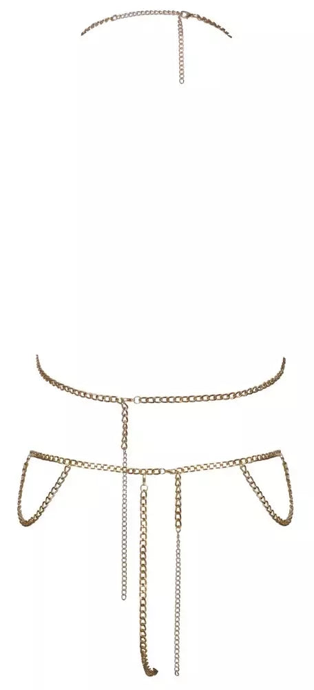 Cottelli Accessories grandinėlių bikinio komplektas, auksinis, reguliuojamo metalinio dizaino