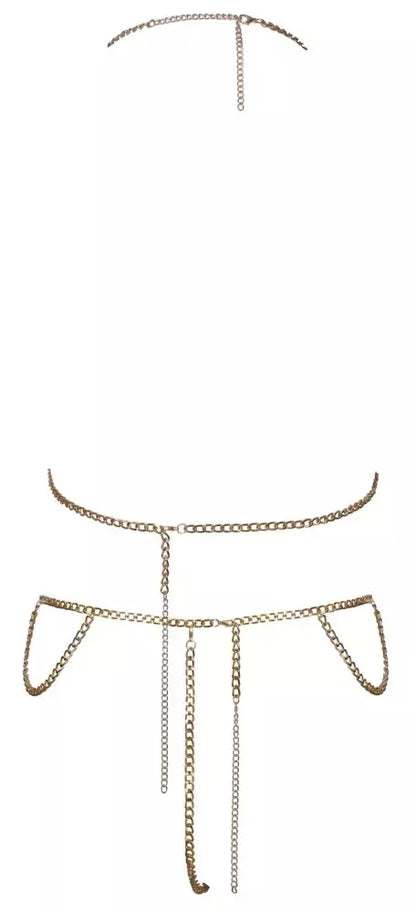 Cottelli Accessories grandinėlių bikinio komplektas, auksinis, reguliuojamo metalinio dizaino