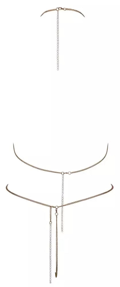 Cottelli Accessories grandinėlių liemenėlės ir stygų rinkinys, auksinis, reguliuojamas, metalinis