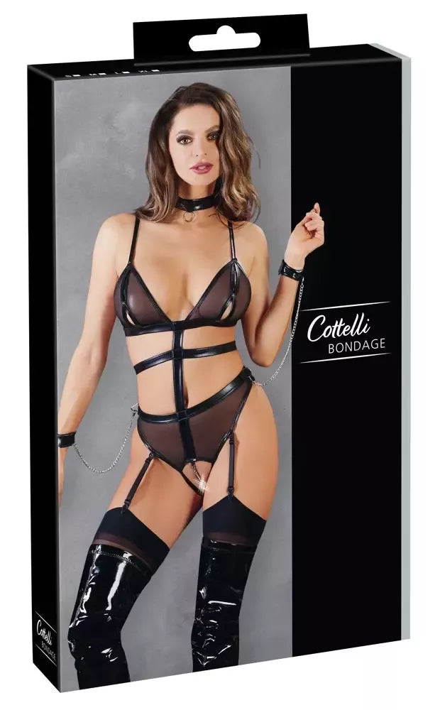 Cottelli Bondage Body Chains L - „Harness“ stiliaus „powernet“ kūno komplektas su grandinėmis