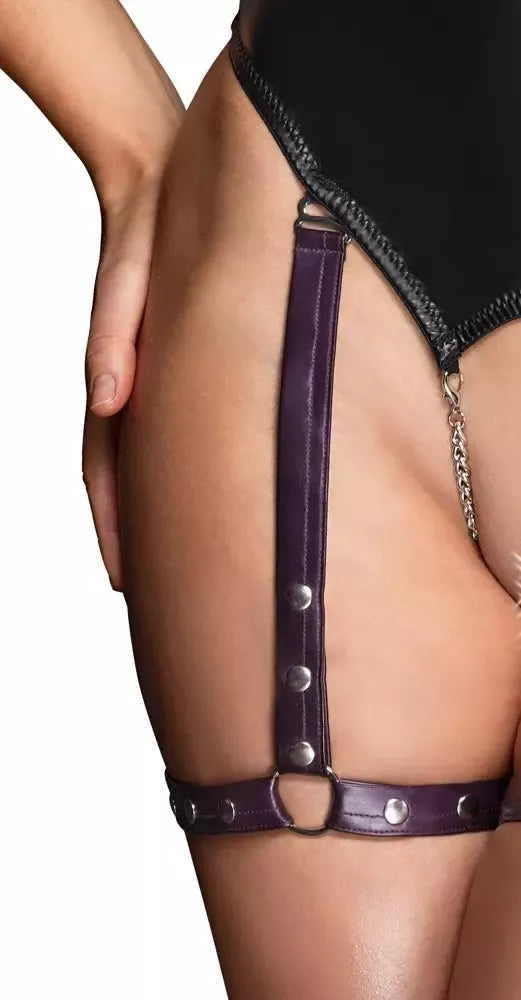 Cottelli Bondage Body M, matinis juodas ir purpurinis, reguliuojamas, su rankų suvaržymais
