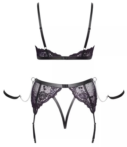 Cottelli Bondage liemenėlės rinkinys 3XL - nėriniai ir grandinėlės, reguliuojamos petnešėlės
