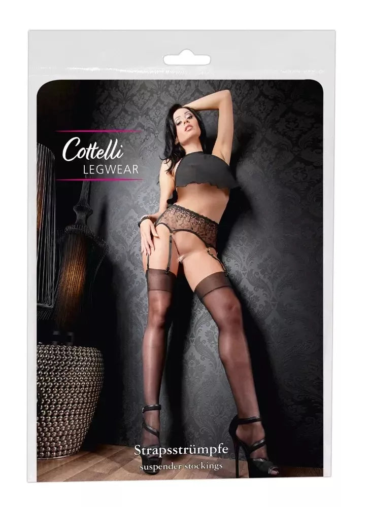 Cottelli Collection 20 denier žvilgančios juodos klasikinės kojinės