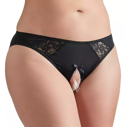 Cottelli Collection 3XL kelnaitės be klynuko su nėrinių akcentais, juodos
