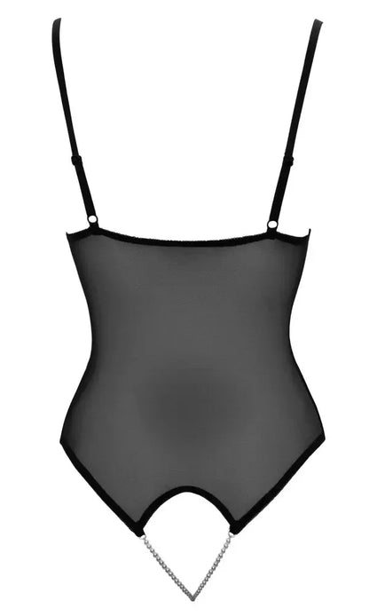 Cottelli Collection Body M pusiau permatomi nėriniai, atviras dizainas, reguliuojamas