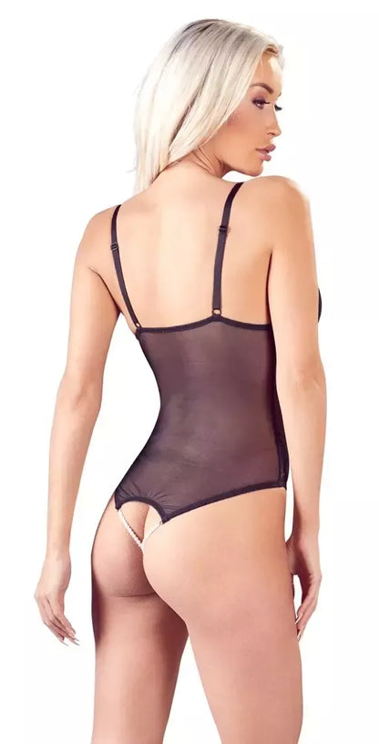 Cottelli Collection Body M pusiau permatomi nėriniai, atviras dizainas, reguliuojamas