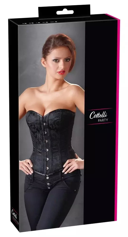 Cottelli Collection Brocade korsetas, juodas, M dydis – dekoratyvinis suvarstymas