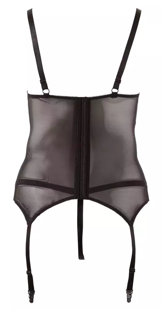 Cottelli Collection Cami Suspender Set 4XL juodas nėriniuotas reguliuojamas komplektas