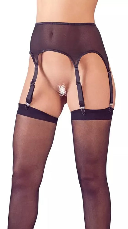 Cottelli Collection Classic Black prisegamų kojinių diržo komplektas L/XL reguliuojamas