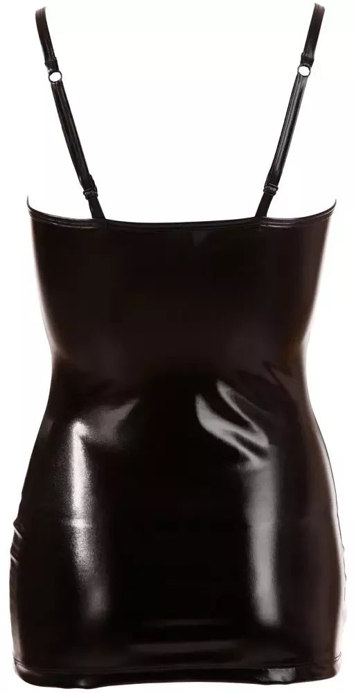 Cottelli Collection drabužis „Wet Look“ XL, su reguliuojamais petnešėlėmis, juodas