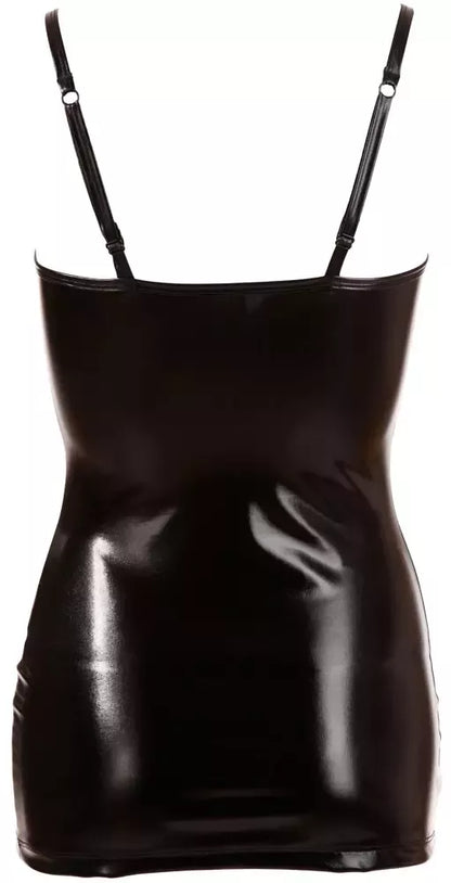 Cottelli Collection drabužis „Wet Look“ XL, su reguliuojamais petnešėlėmis, juodas