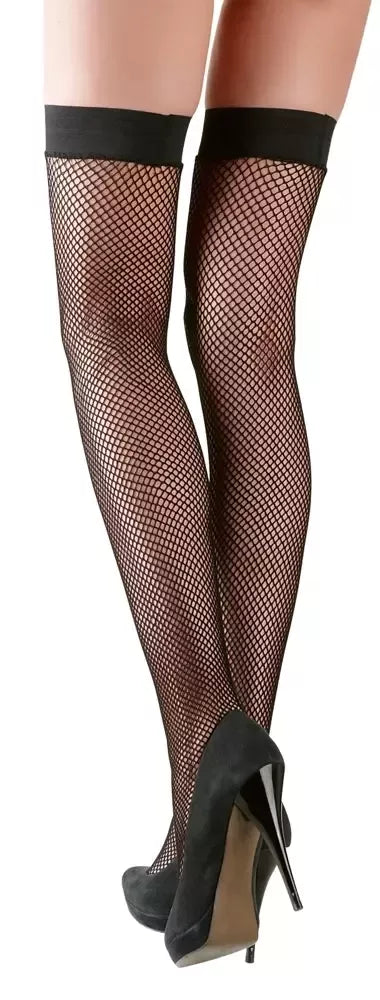 Cottelli Collection Hold-Up kojinės su subtiliu tinkleliu ir silikonine juosta, L dydis