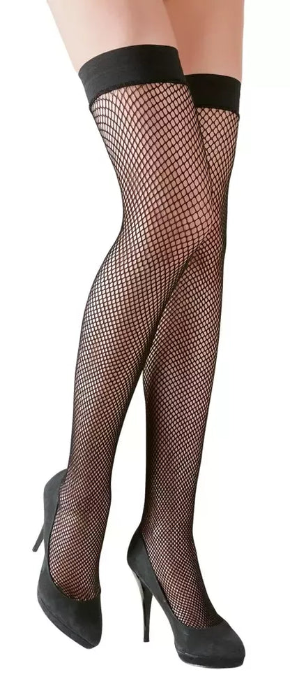 Cottelli Collection Hold-Up kojinės su subtiliu tinkleliu ir silikonine juosta, L dydis