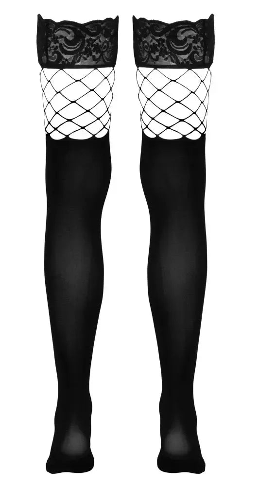 Cottelli Collection Hold-Up Stockings S/M, tinklelio ir nepermatomo audinio derinys, nėriniuotas viršus