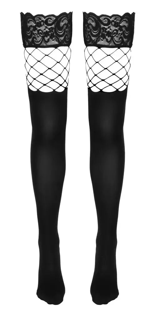 Cottelli Collection Hold-Up Stockings S/M, tinklelio ir nepermatomo audinio derinys, nėriniuotas viršus