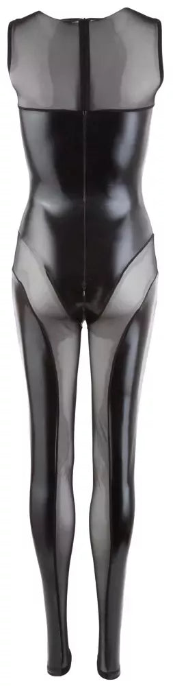 Cottelli Collection Jumpsuit Wetlook L skaidrus powernet juodas