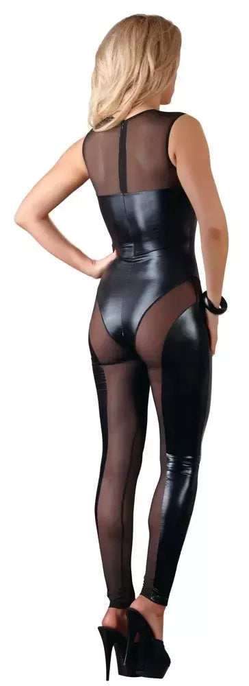 Cottelli Collection Jumpsuit Wetlook L skaidrus powernet juodas
