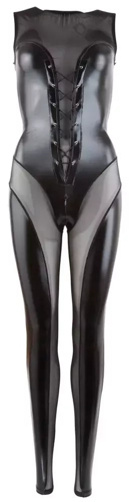 Cottelli Collection Jumpsuit Wetlook L skaidrus powernet juodas