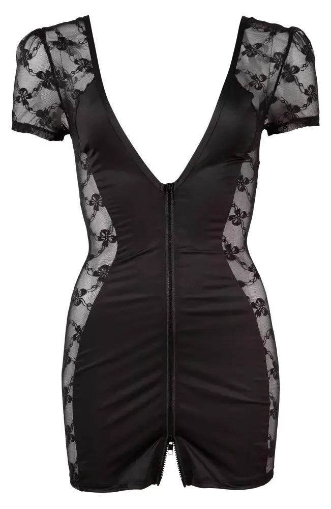 Cottelli Collection juoda aptempta suknelė XL su nėriniais ir dvipusiu užtrauktuku