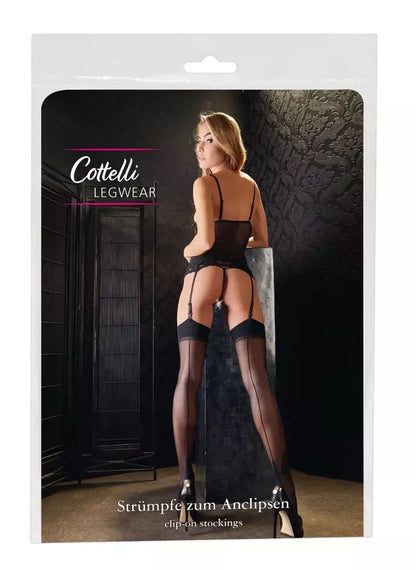 Cottelli Collection juodos kojinės su dekoratyvine siūle 15 DEN