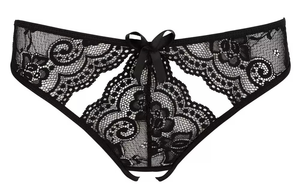 Cottelli Collection juodos nėriniuotos kelnaitės be klynuko M - elegantiškas ažūrinis dizainas