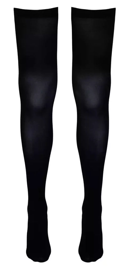 Cottelli Collection kojinės aukščiau kelių su tinklelio siūle S/M juodos