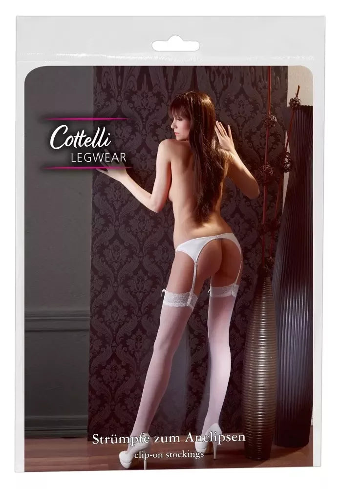 Cottelli Collection kojinės baltais gėlėtais nėriniais, Oeko-Tex, 5 dydis