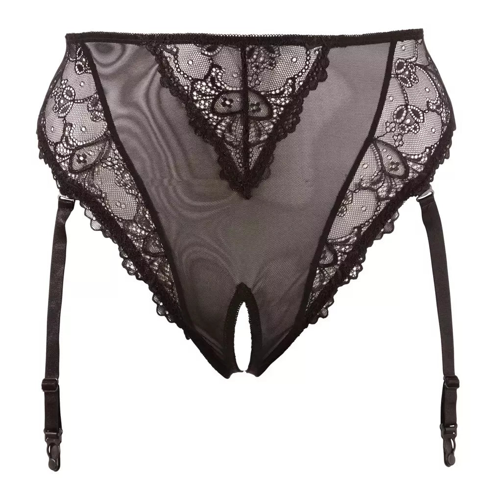 Cottelli Collection kojų laikiklių kelnaitės 4XL, aukštas liemuo, gėlėti nėriniai, juodos