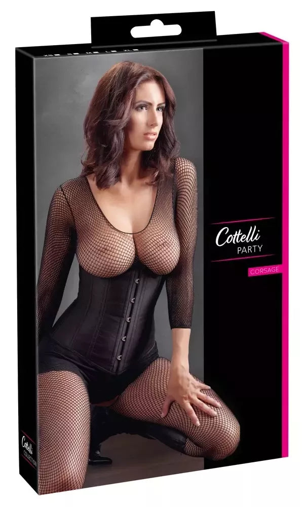 Cottelli Collection korsetas atvirais kaušeliais, L dydis, juodas – reguliuojamas klasikinis dizainas