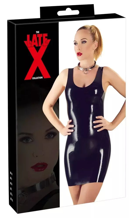 Cottelli Collection lateksinė mini suknelė, juoda, M dydis, aptakiai priglundanti