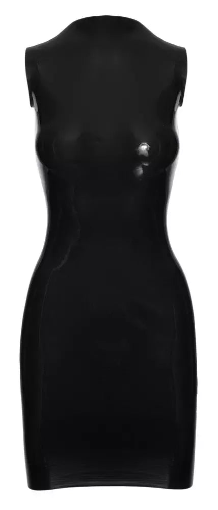Cottelli Collection latekso suknelė Black XL – berankovė, su atsilenkiančia apykakle