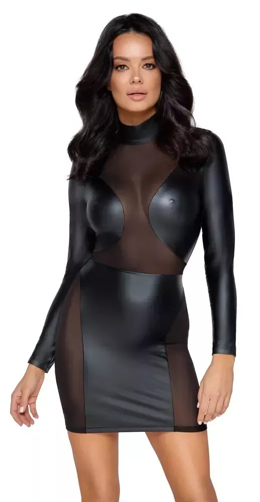 Cottelli Collection Long Sleeve Powernet suknelė, juoda, L