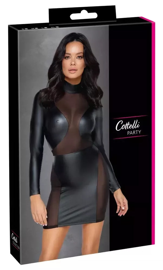 Cottelli Collection Long Sleeve Powernet suknelė, juoda, L