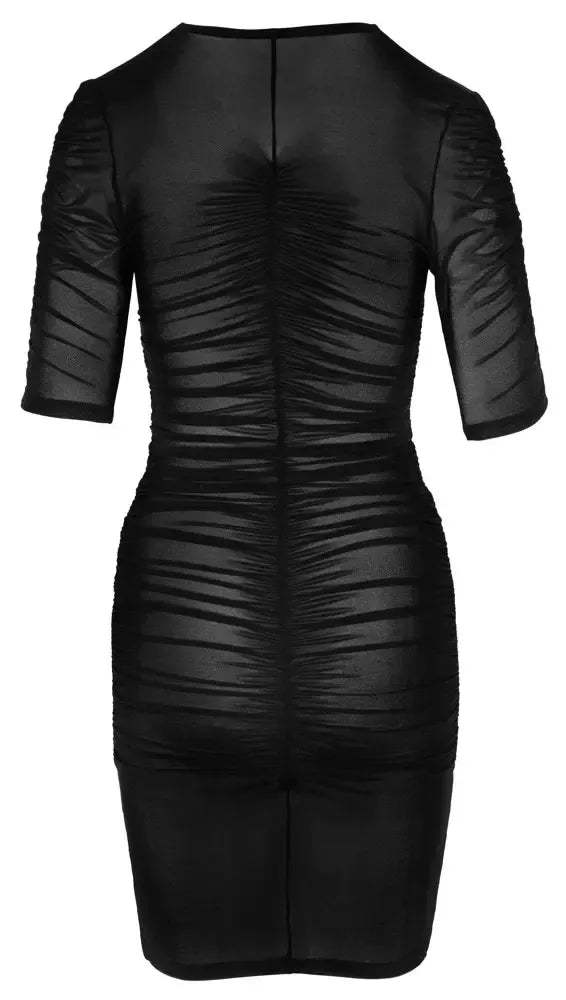 Cottelli Collection Mini Dress S juoda su dekoratyviniais raukiniais