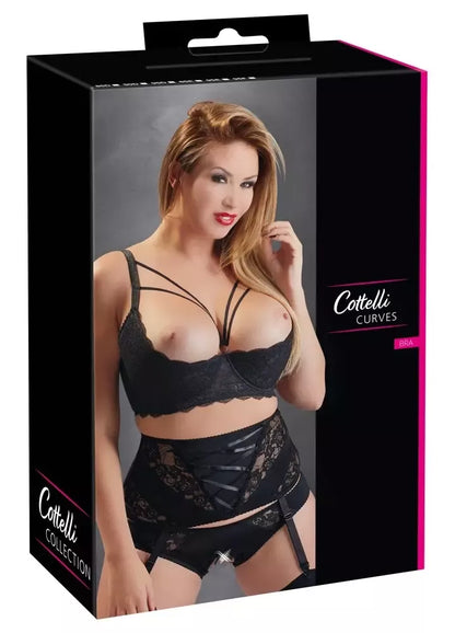 Cottelli Collection nėriniuota liemenėlė be viršutinės kaušelių dalies 85D – gėlėti nėriniai, dekoratyvūs dirželiai