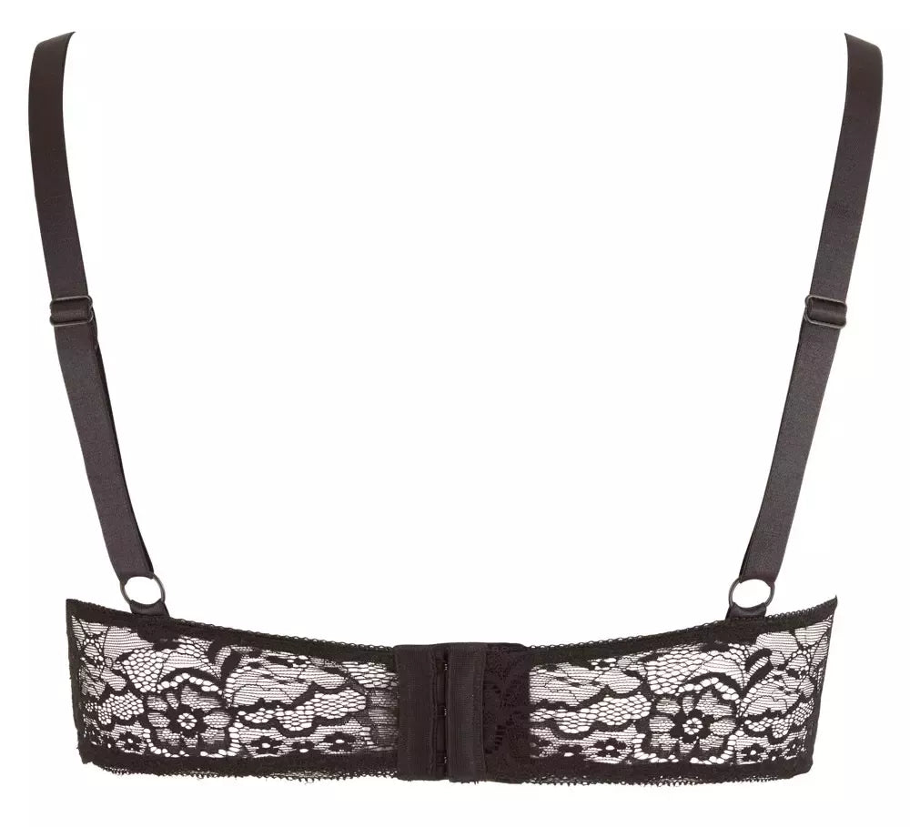 Cottelli Collection nėriniuota liemenėlė „Shelf Bra 85E“ su dekoratyviniais dirželiais, juoda