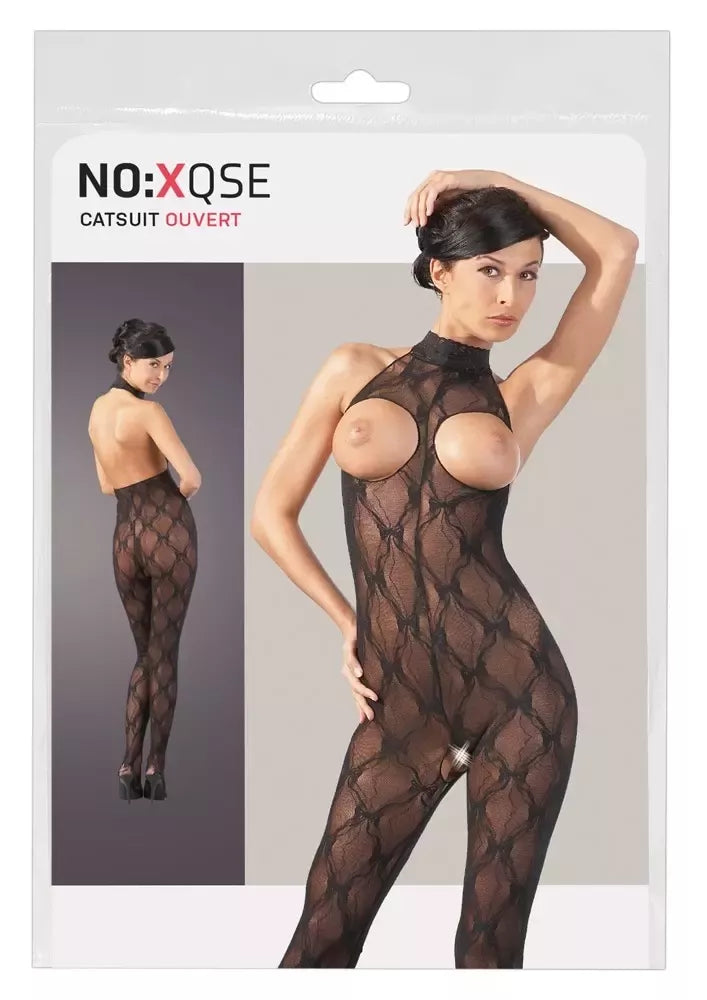 Cottelli Collection nėriniuotas kombinezonas atvira krūtine, juodas, S–L, reguliuojamas